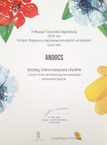 Andocs Község Önkormányzata a Virágos Magyarország környezetszépítő versenyben különdíjat nyert